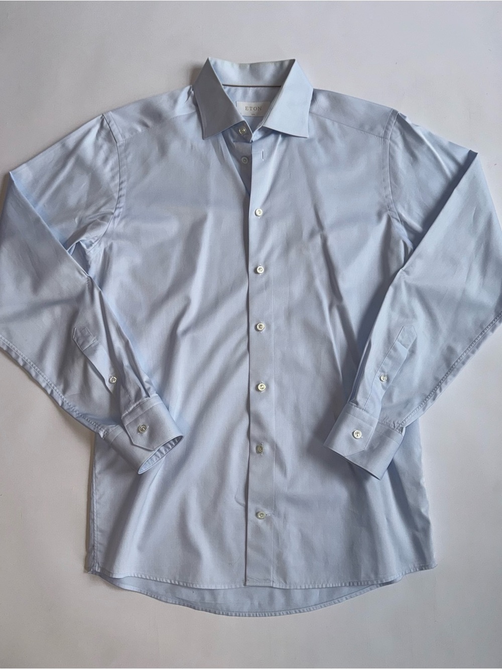 Eton Men’s 40 15.75 Slim Fit Light Blue Dress Shirt Tailored Darted